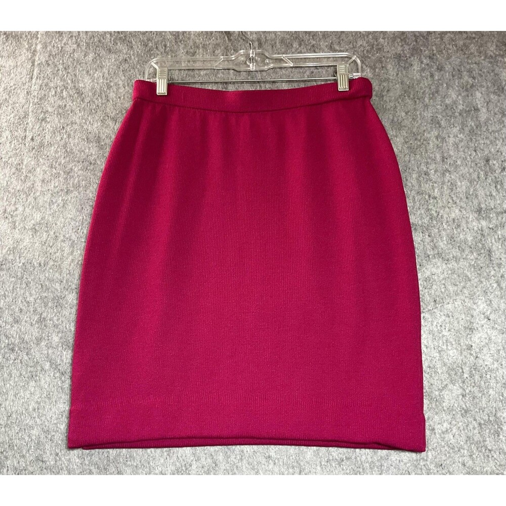 St John Collection Skirt Womens 12 Pink Knit Pencil Knee Length Pull On Career *